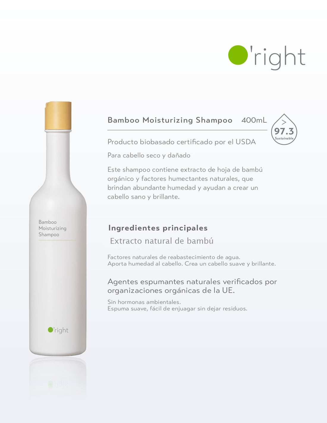 BAMBOO MOISTURIZING SHAMPOO 400ML Para cabello seco, con frizz y/o rizado