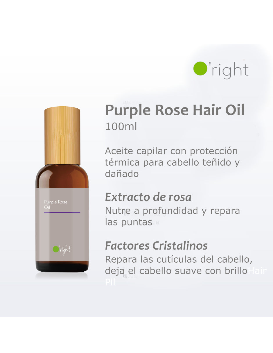 ACEITE CAPILAR PURPLE ROSE 100ML Con protección térmica