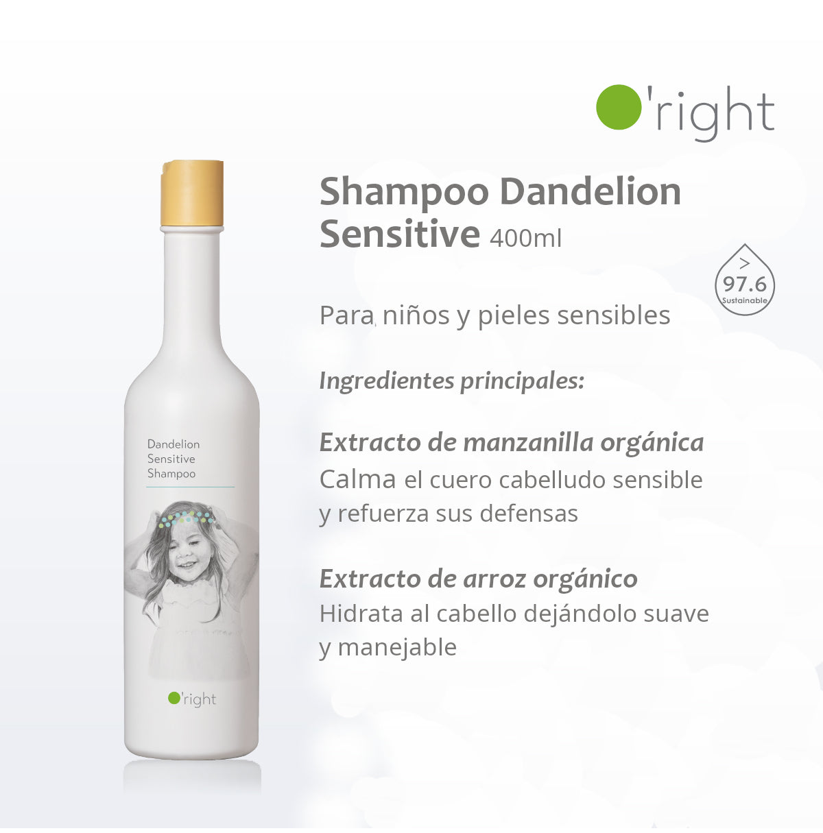 DANDELION SENSITIVE SHAMPOO 400ML Para piel sensible y niños