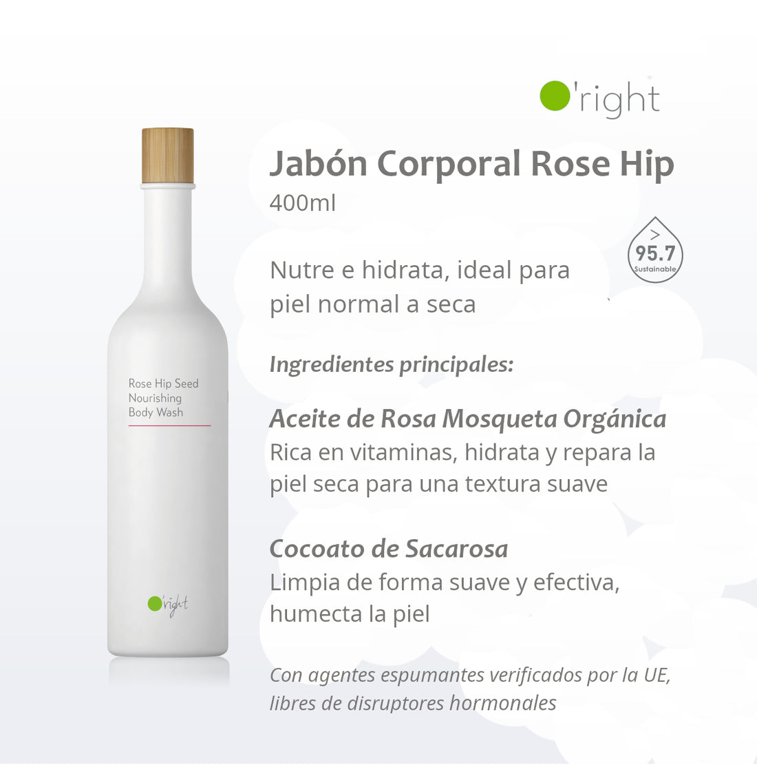 ROSE HIP SEED BODY WASH 400ML Jabón Corporal Hidratante