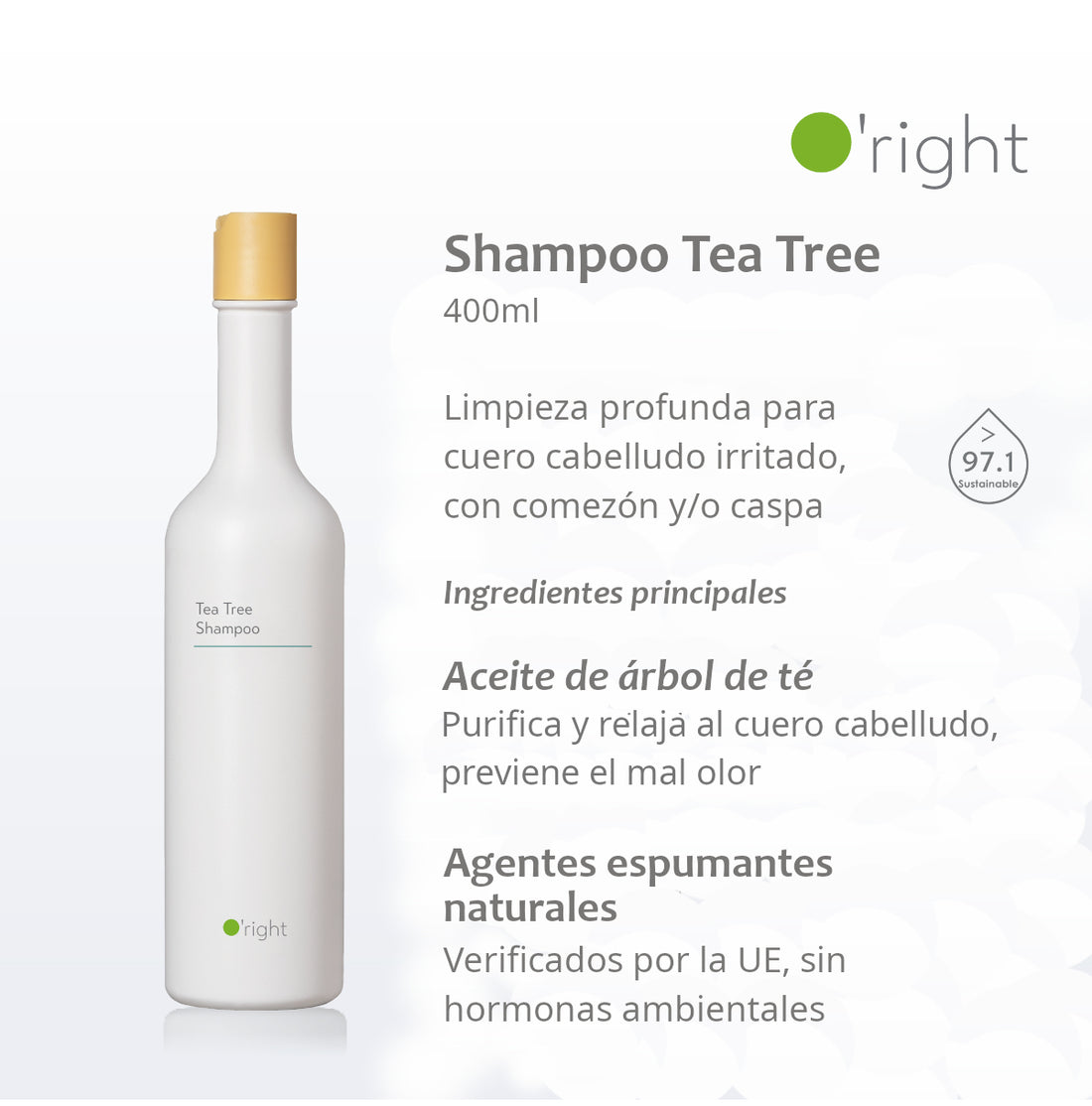 SHAMPOO TEA TREE 400ML | Calma el cuero cabelludo irritado | Anticaspa