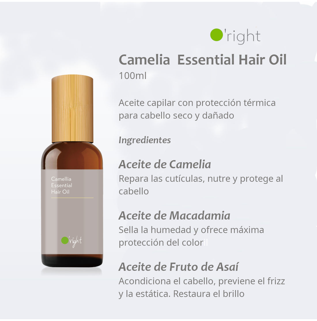 ACEITE CAPILAR CAMELLIA ESSENTIAL 100ML Con protección térmica