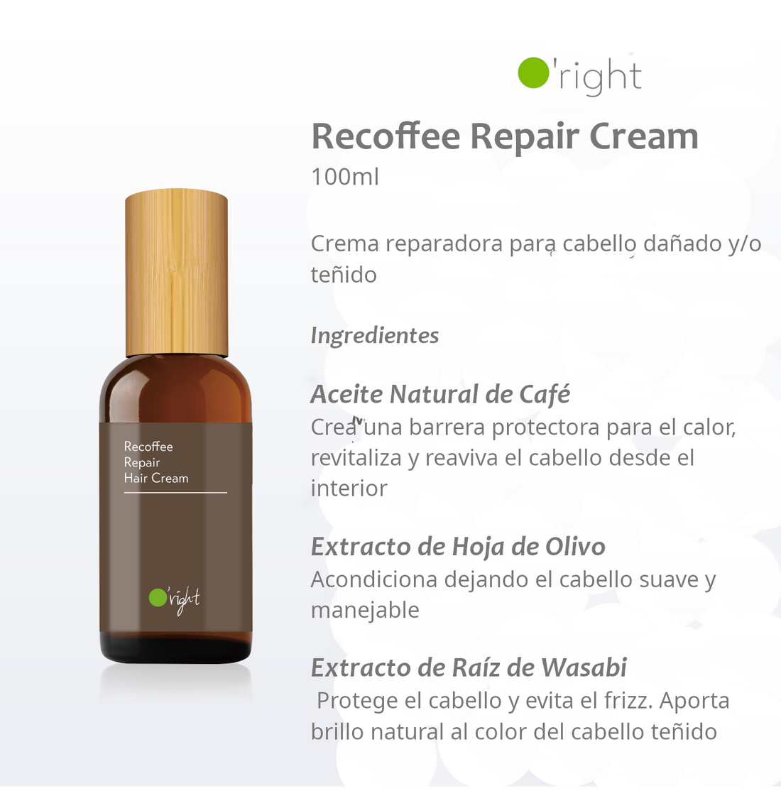 CREMA REPARADORA RECOFFEE 100ML Con protección térmica