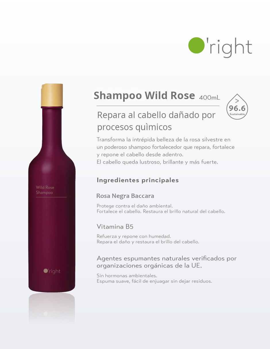 SHAMPOO WILD ROSE 400ML | Reestructurante | Para cabello dañado