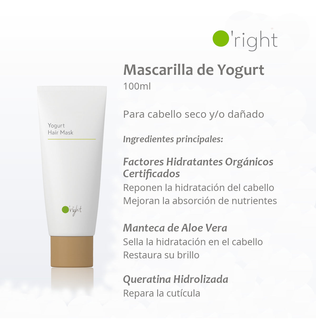 YOGURT HAIR MASK 100ML Mascarilla para cabello seco y/o dañado
