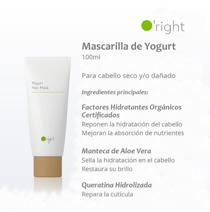 YOGURT HAIR MASK 100ML Mascarilla para cabello seco y/o dañado