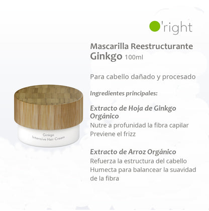 GINKGO HAIR MASK 100ML Mascarilla cabello muy dañado y procesado