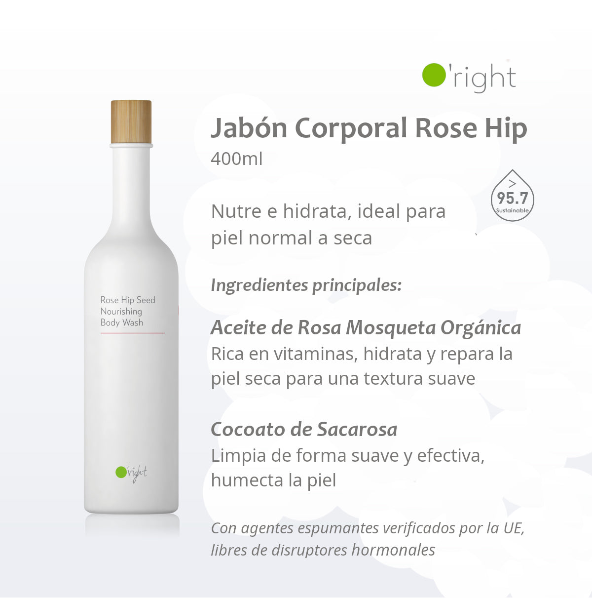 ROSE HIP SEED BODY WASH 400ML Jabón Corporal Hidratante
