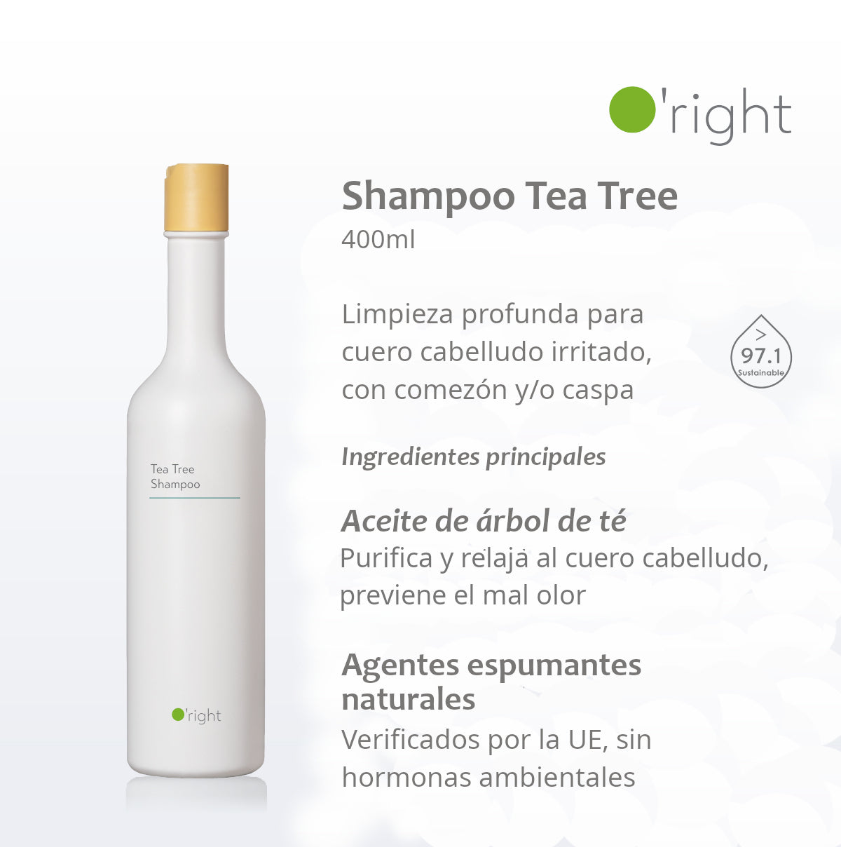 SHAMPOO TEA TREE 400ML | Calma el cuero cabelludo irritado | Anticaspa